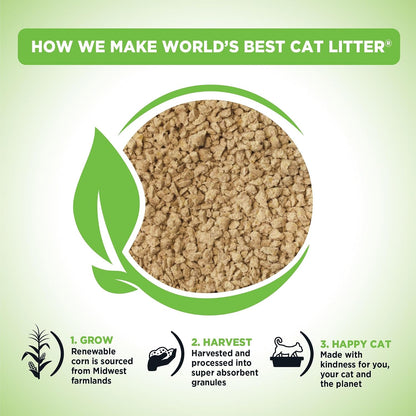 HOTWorld's Best Cat Litter, Comfort Care, Unscented, Odor Control, 15 lb Bag | Gentle odor control for sensitive cats and lasts 2x longer; natural corn litter, quick clumping, flushable, 99% dust free