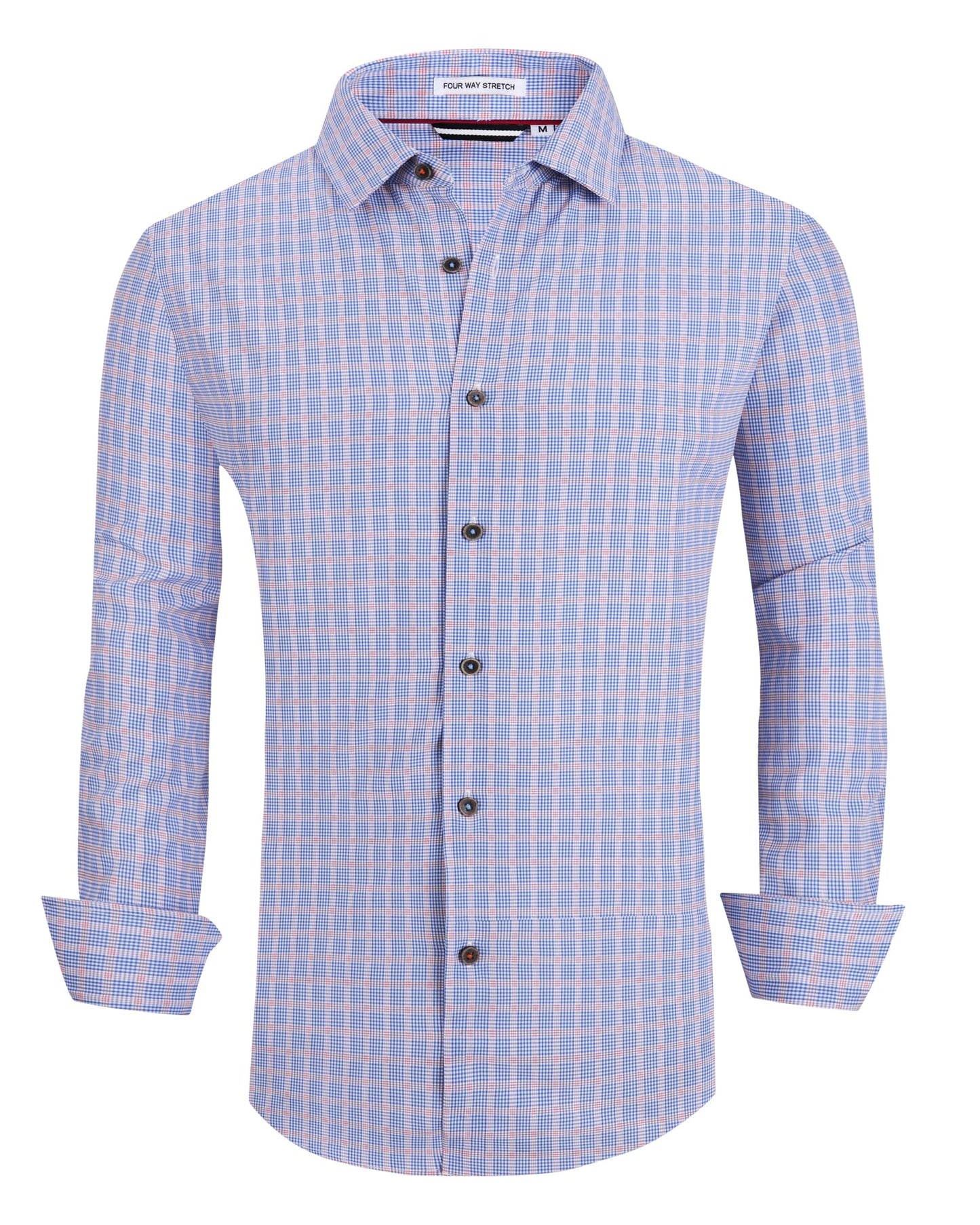 HOTAlex Vando Mens Wrinkle Free 4-Way Stretch Print Business Casual Shirt | Wrinkle resistant, Machine washable, Classic check Pattern, True-to-size cut, Business & Daily, Easy outfit pairing