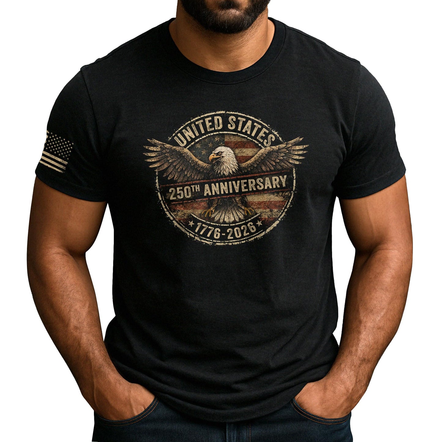 HOT250 Anniversary USA Shirt, USA Eagle Graphic Shirt for Men | Show your pride with these stylish men's patriotic shirts, designed for bold expression and comfortable, everyday wear