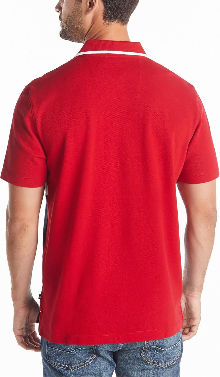 HOTNautica Men's Short Sleeve 100% Cotton Pique Color Block Polo Shirt