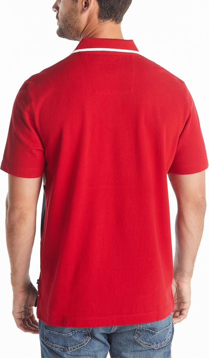 HOTNautica Men's Short Sleeve 100% Cotton Pique Color Block Polo Shirt