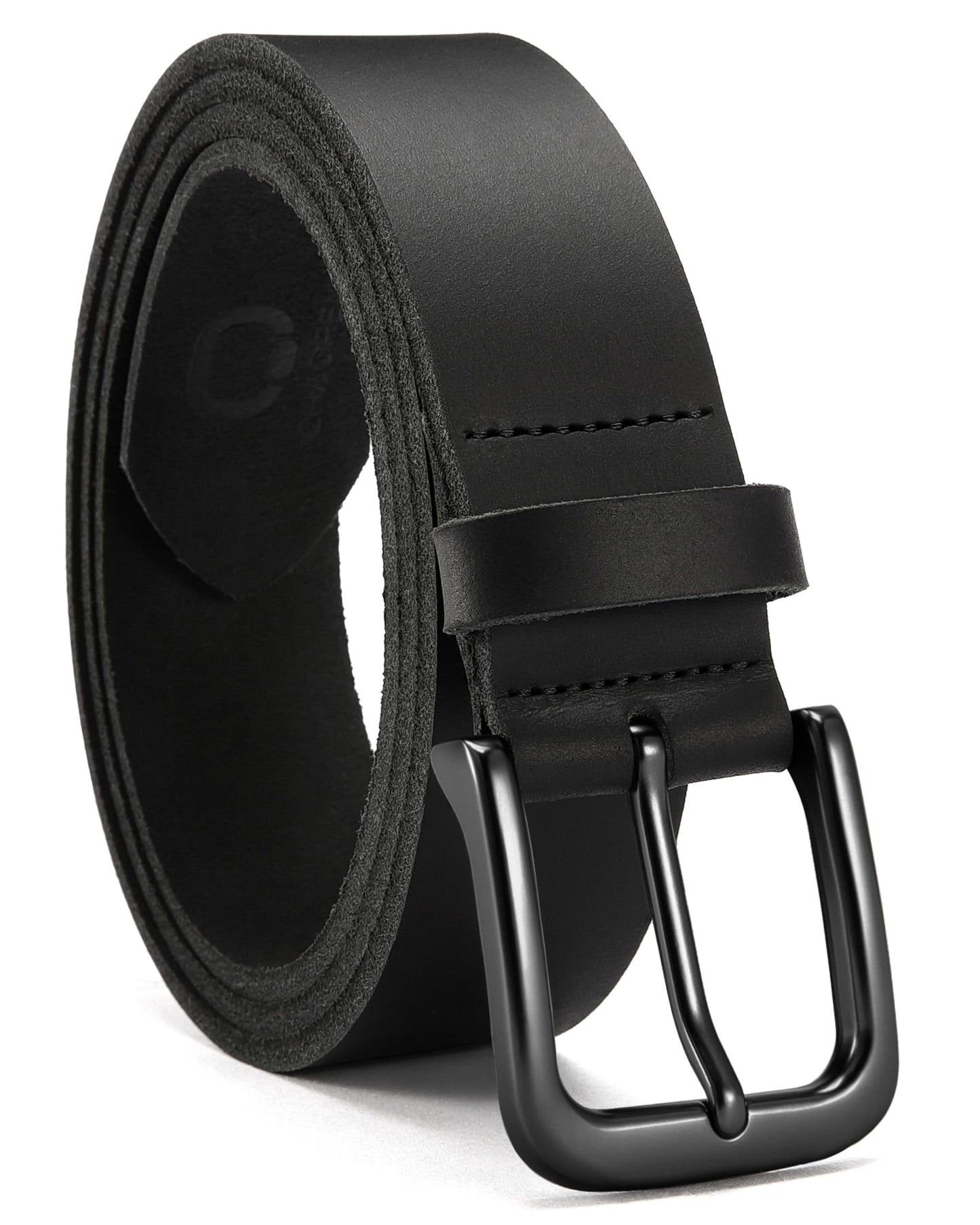 HOTCHAOREN Mens Belts Casual for Jeans - Full-Grain Leather, Durable Cowhide | Solid Buckle, Classic Style, Handmade, Daily Wear, Gift Box