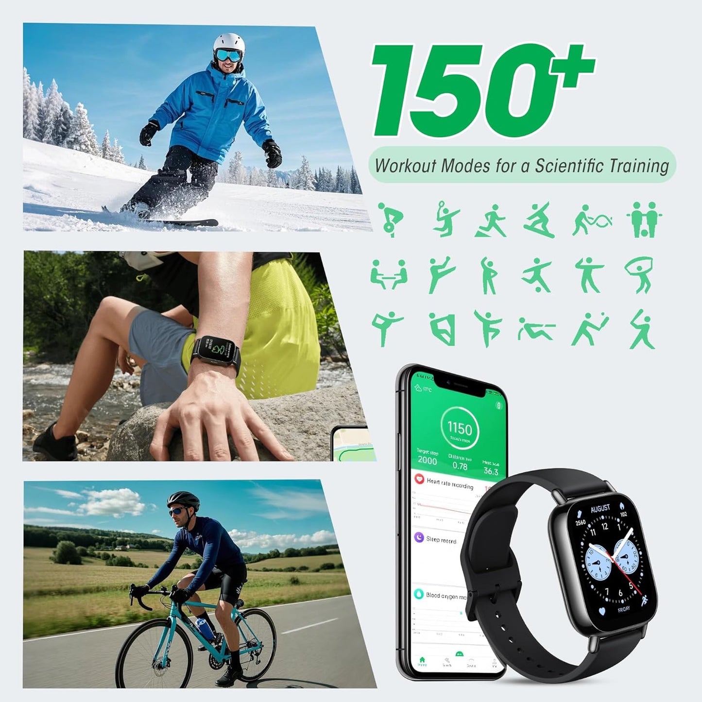 HOTXiaomi Redmi 5 Lite Smart Watch, Step Counter Watch for Women Men with 1.96" LCD Large Display, 140 Sports Modes, 5ATM Waterproof (Lite-Black)