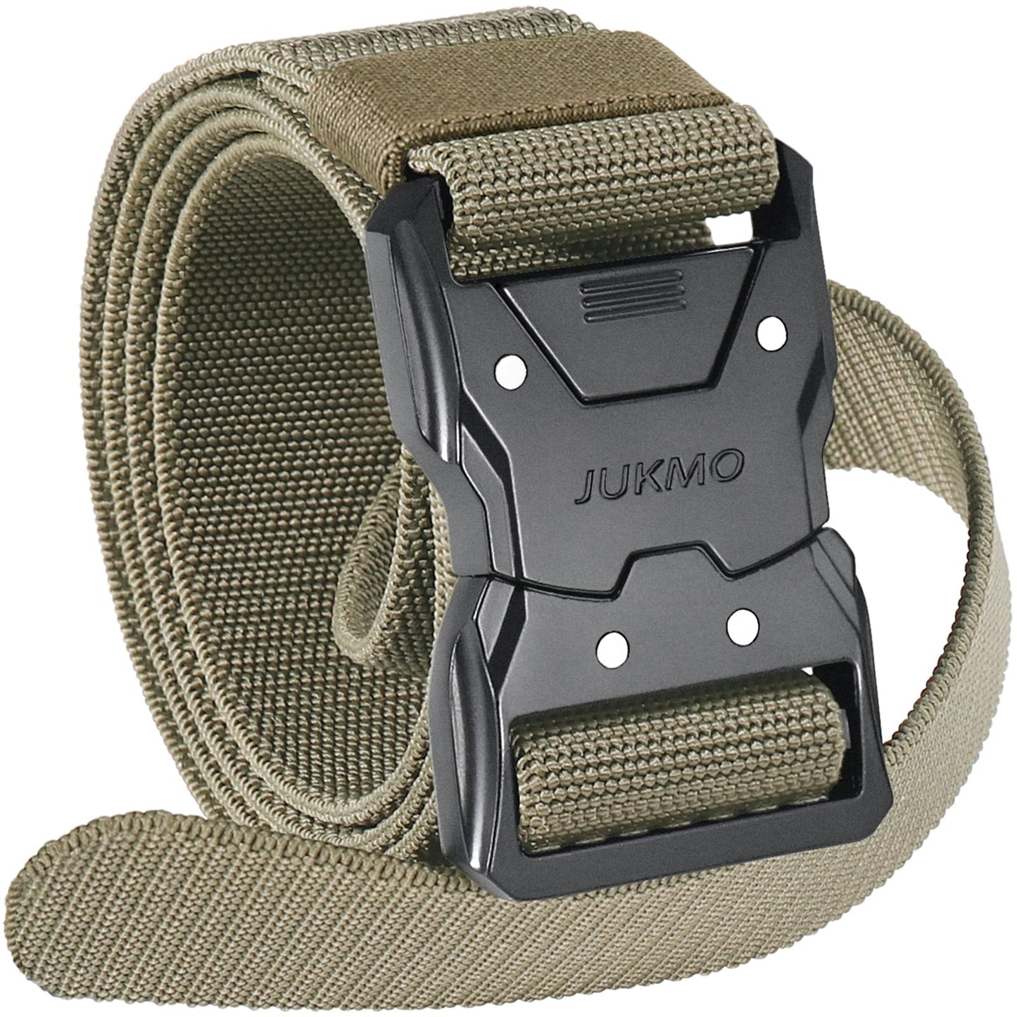 HOTJUKMO Quick Release Tactical Belt, Military Work 1.5" Nylon Web Hiking Belt | Heavy Duty Seatbelt Zinc Alloy Buckle & Stretch Belt Strap