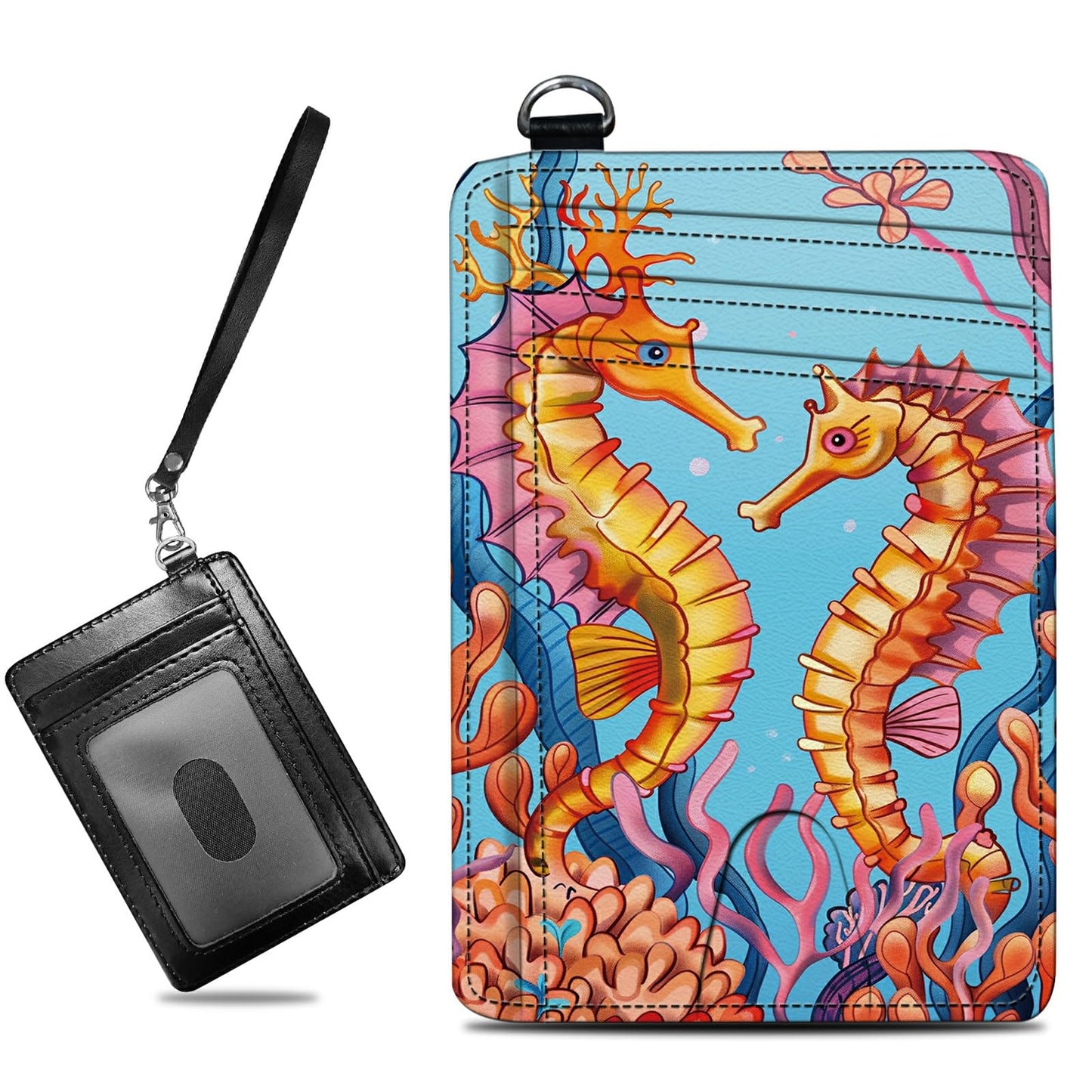 HOTCute Credit Card Holder with Zipper, Crow Skull RFID-Blocking Card Case Small Wallet for Women Men, Multi-slot Card Organizer Case Travel Accordion Wallet