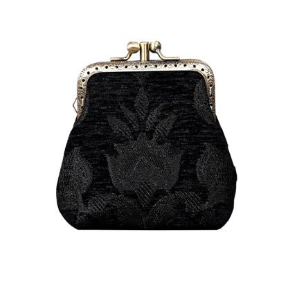 HOTCarpet Bag Double Kiss Clasp Coin Purse Pouch,Vintage Change Wallet Card Holder