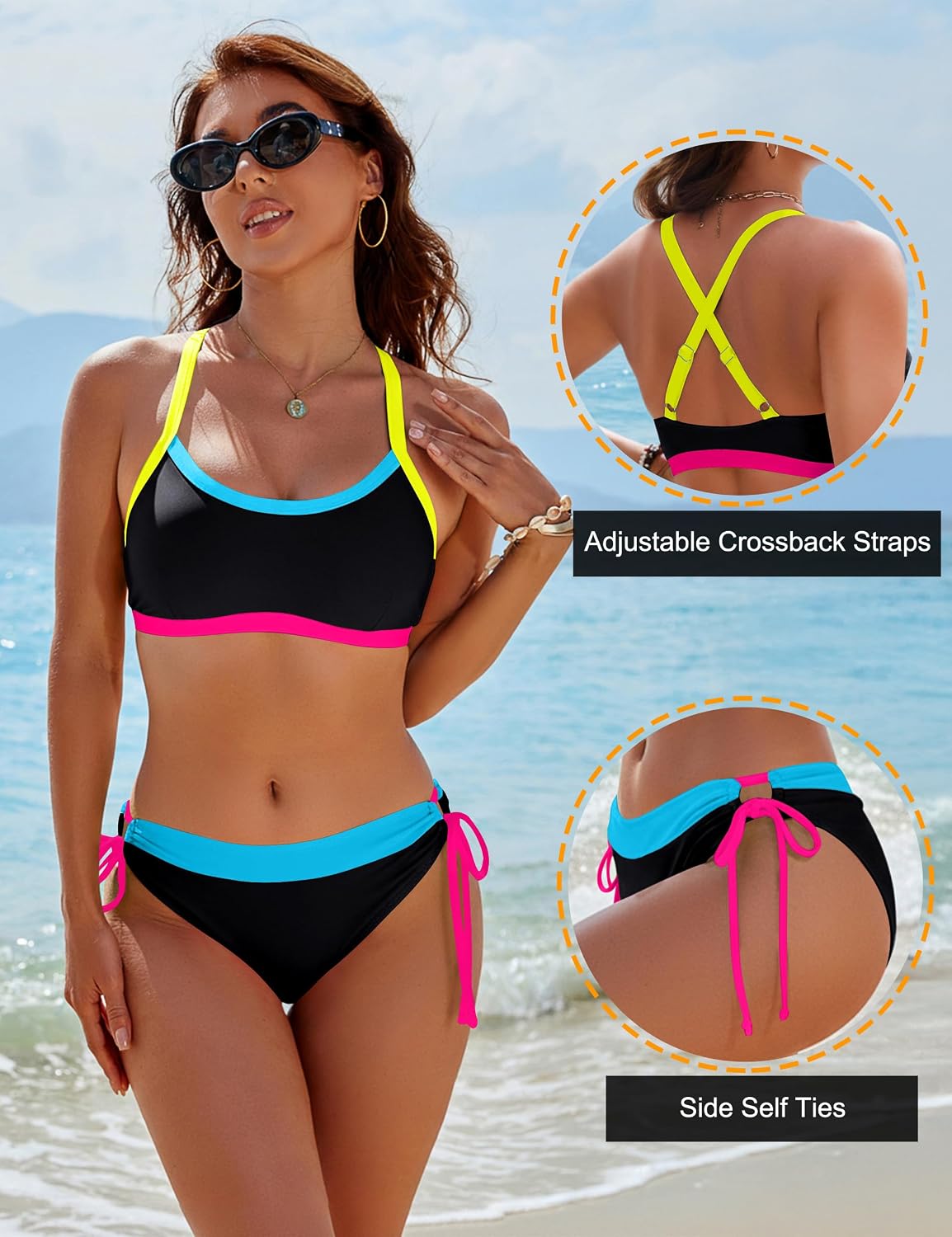 HOTBMJL Womens Bikini Sets Color Block Swimsuits Supportive Wide Strap Two Piece Bathing Suit 2026