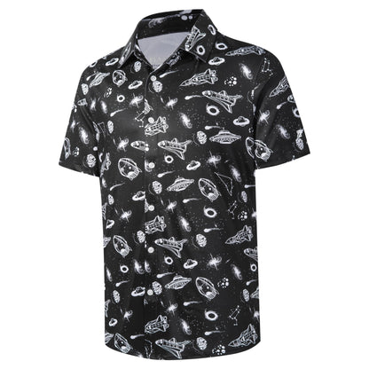 HOTFT FENTENG Mens Hawaiian Shirts Regular Fit Short Sleeve Casual Button Down Summer Tropical Beach Shirts