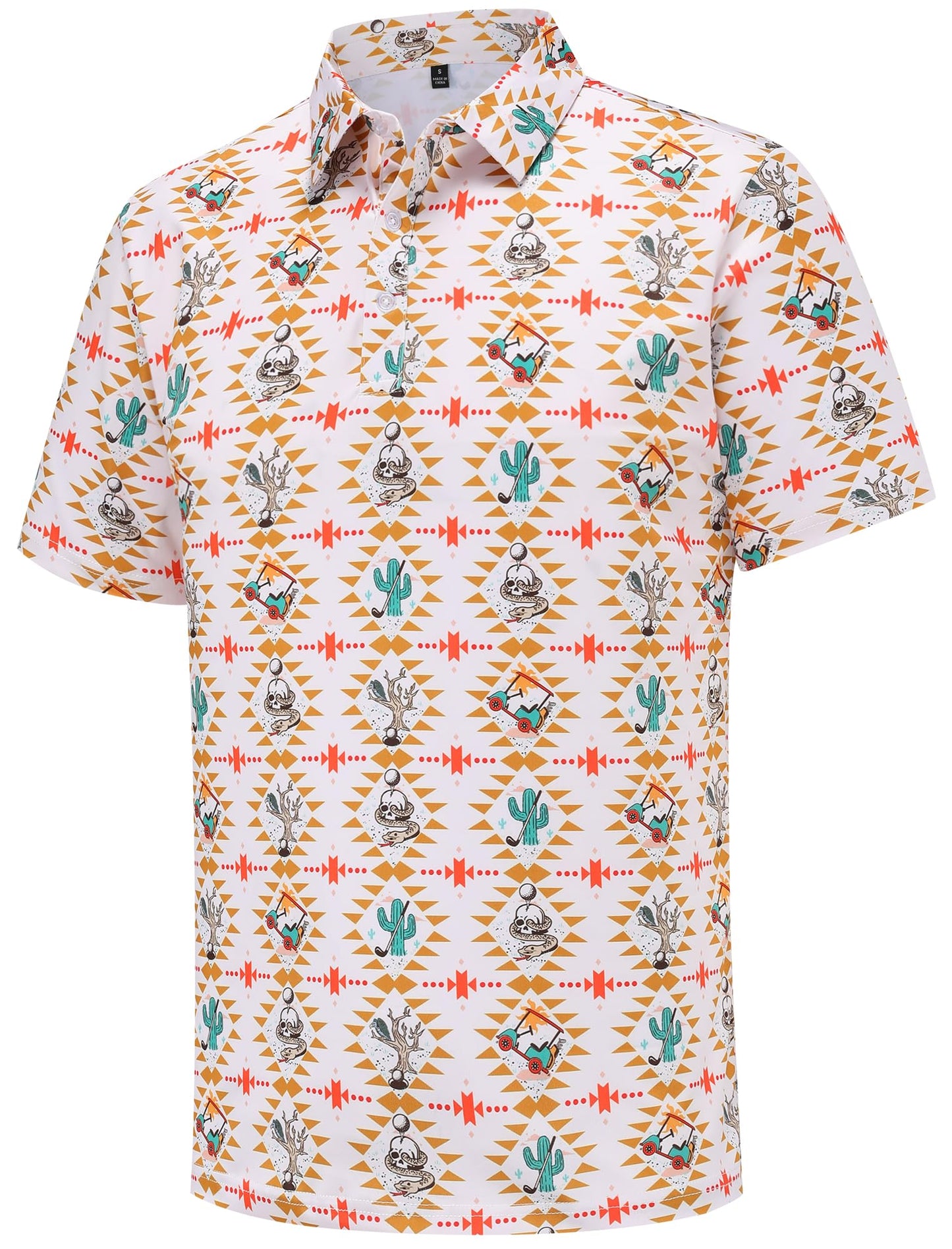 HOTMens Golf Polo Shirts Short Sleeve Performance Moisture Wicking Dry Fit Casual Print Funny Golf Polo Shirts for Men