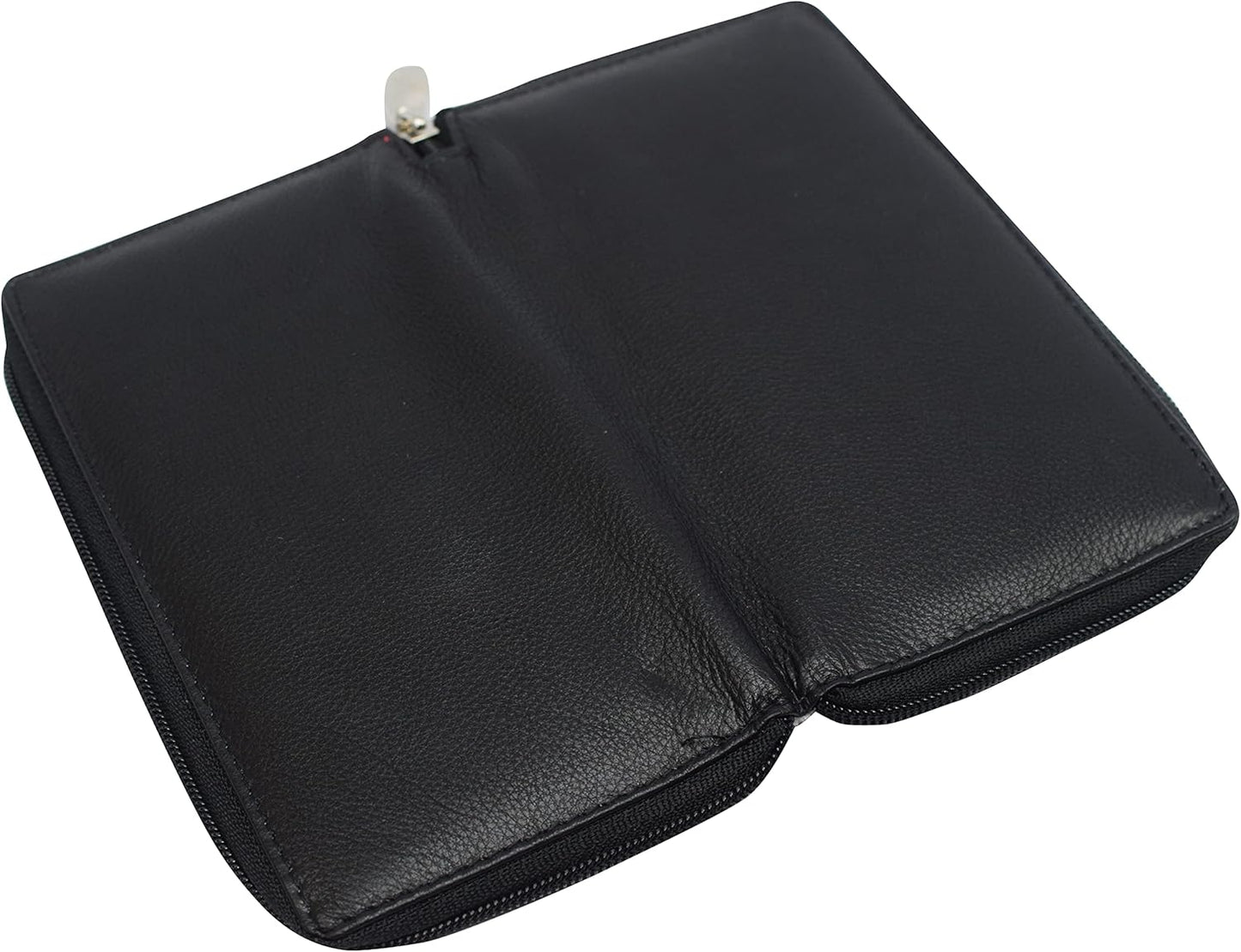 HOTMARSHAL Genuine Leather Checkbook Cover Zippered (RFID Black)