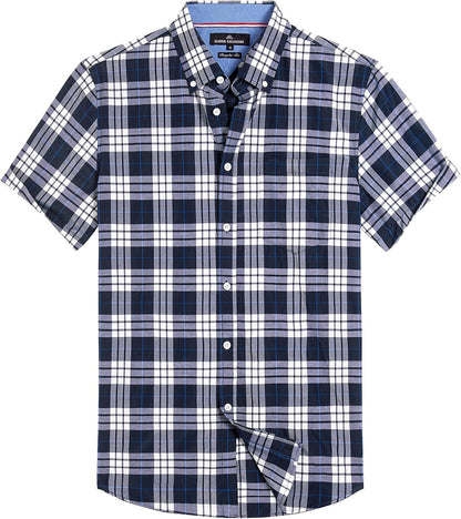 HOTAlimens & Gentle Plaid Mens Short Sleeve Button Down Shirts with Pocket | Lightweight,Button-Down Collar,Regular Fit,Excellent Colors,Breathable,Casual,Cotton Blend,Easy Care