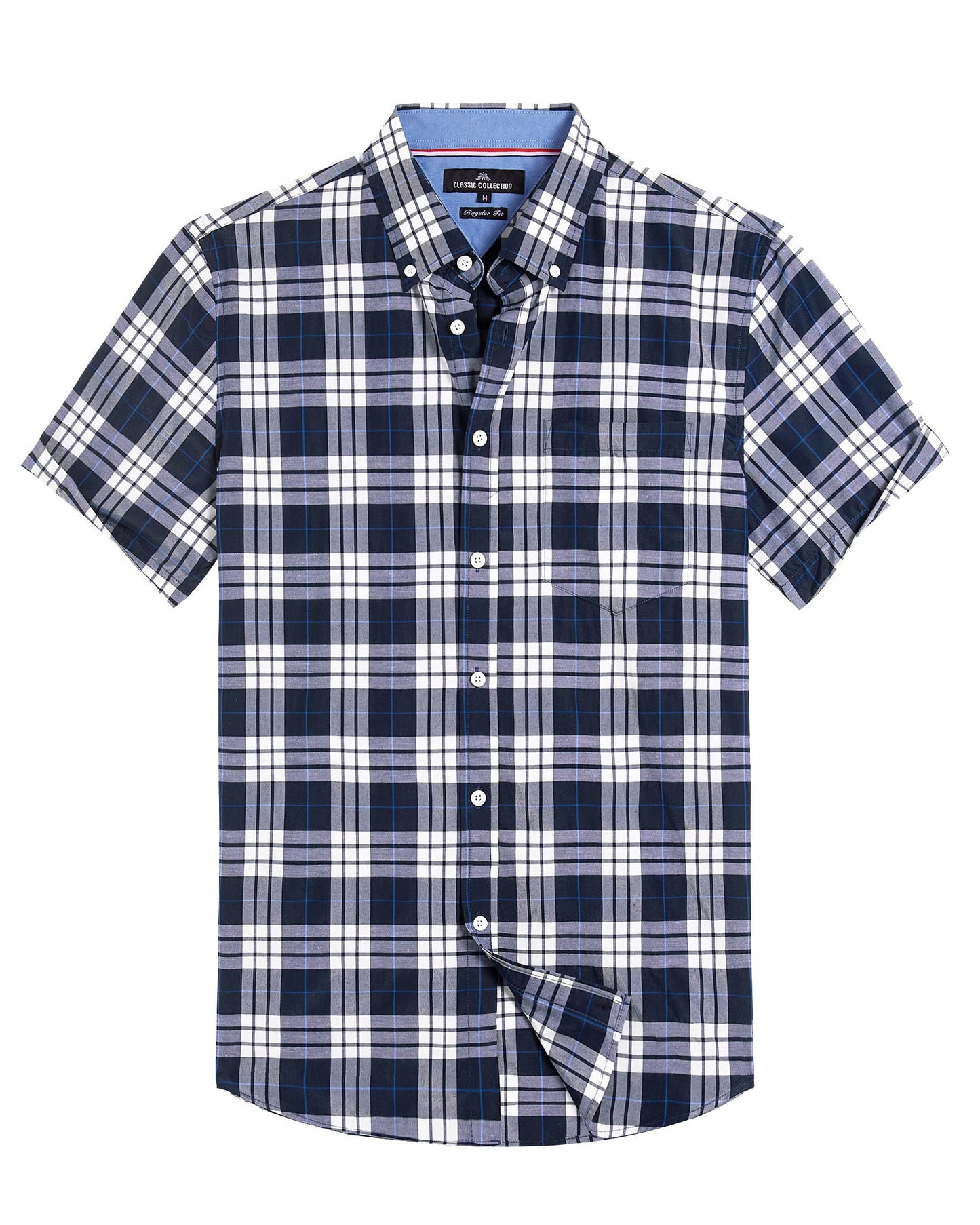 HOTAlimens & Gentle Plaid Mens Short Sleeve Button Down Shirts with Pocket | Lightweight,Button-Down Collar,Regular Fit,Excellent Colors,Breathable,Casual,Cotton Blend,Easy Care