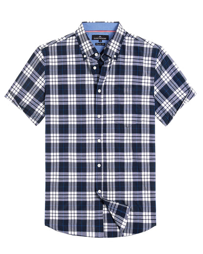 HOTAlimens & Gentle Plaid Mens Short Sleeve Button Down Shirts with Pocket | Lightweight,Button-Down Collar,Regular Fit,Excellent Colors,Breathable,Casual,Cotton Blend,Easy Care