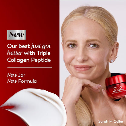 HOTOlay Face Moisturizer, Regenerist Micro-Sculpting Cream for Women, Fragrance-Free - Anti-Aging, Anti-Wrinkle, Firming Skin Care - Triple Collagen Cream, Peptide, Hyaluronic Acid, Niacinamide, 1.7oz