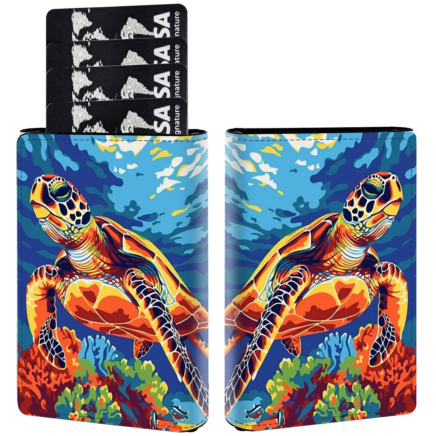 HOTPop Up Wallet Women Men with Money Slot,RFID Blocking Leather Minimalist Automatic Credit Card Holder Business Trifold Card Case-Purple Dream Catcher