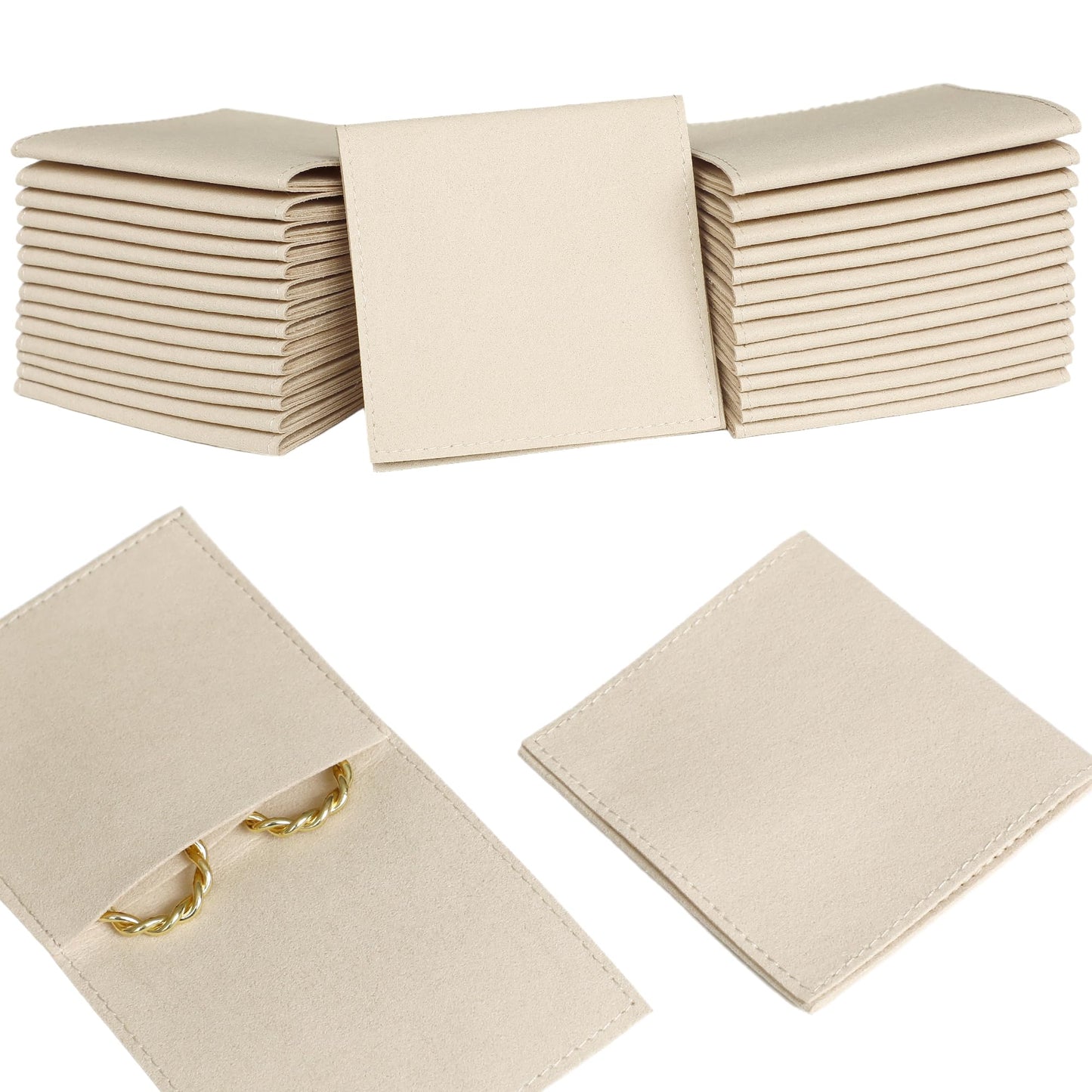 HOT40pcs Black Microfiber Jewelry Pouch 8 x 8cm Jewelry Packaging Bag Envelope Style Luxury Small Favor Bags Jewelry Gift Bags for Earrings Necklaces Bracelet Ring