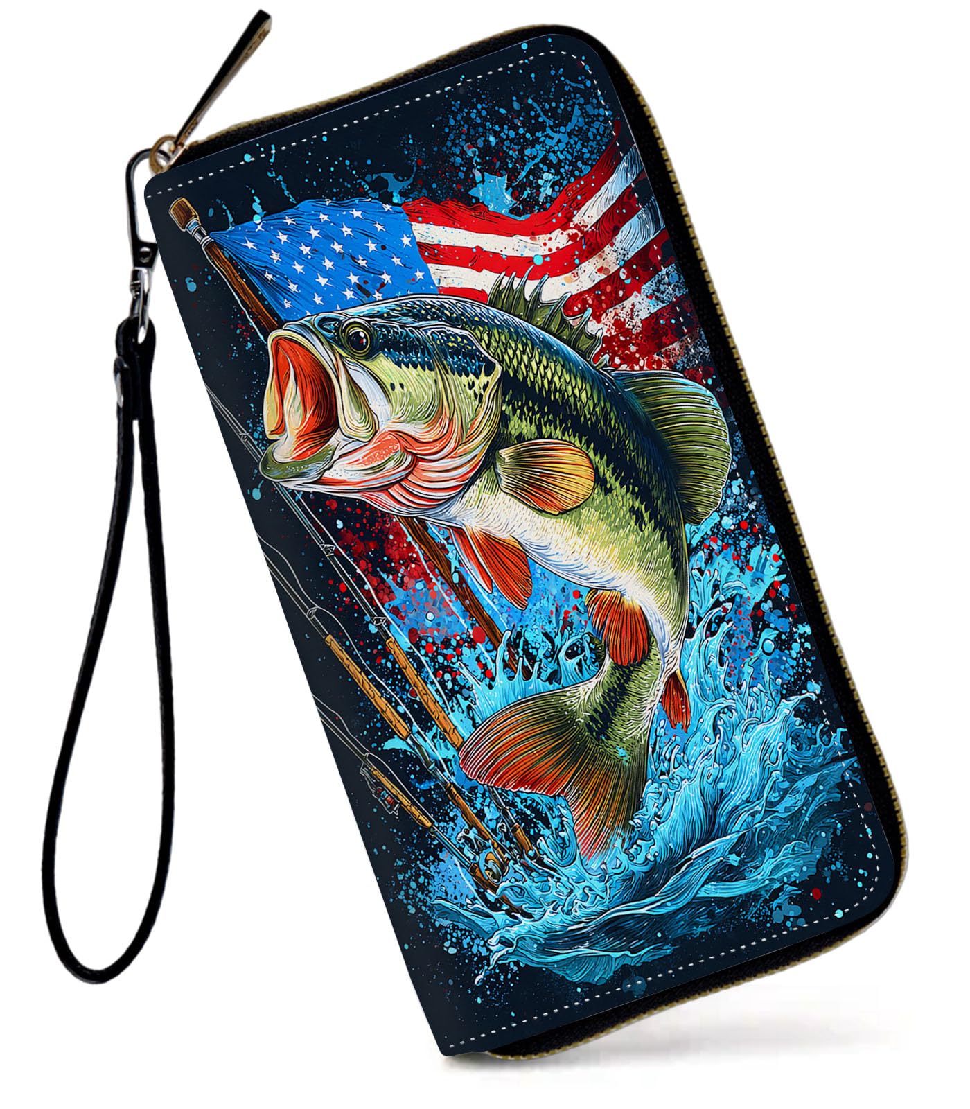 HOTWomens Wallet, Large Capacity RFID Blocking PU Leather Wristlet Wallets for Women Ladies Men Credit Card Holder Zipper Wallet Phone Holder Clutch Travel Purse, Art Moon Starry Night