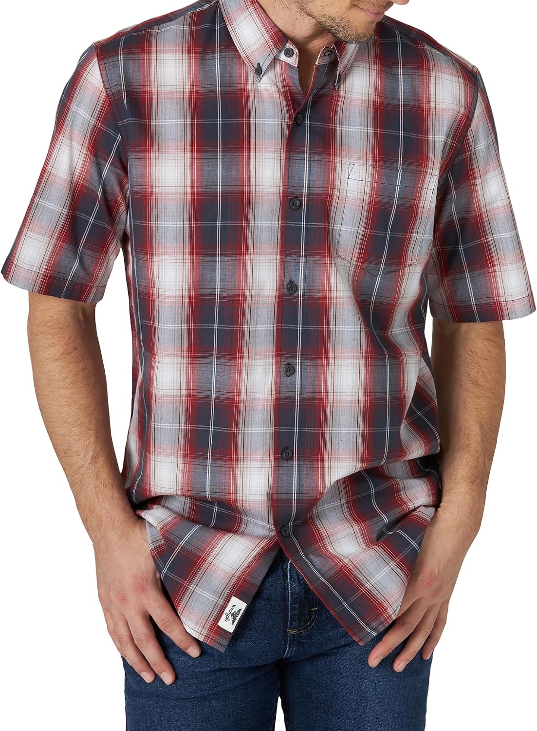 HOTWrangler Authentics Men's Short Sleeve Classic Plaid Shirt