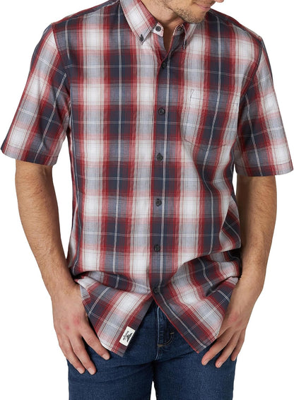 HOTWrangler Authentics Men's Short Sleeve Classic Plaid Shirt