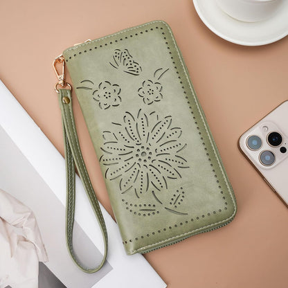 HOTRFID Wallet Women Large Capacity Sunflower Wristlet Wallets for Women Clutch Ladies Cell Phone Purse