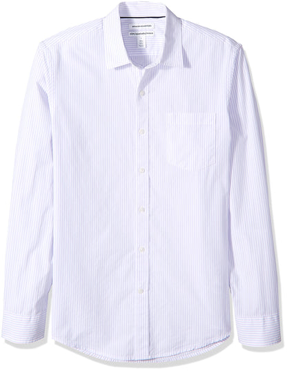 HOTAmazon Essentials Men's Regular-Fit Long-Sleeve Casual Poplin Shirt, Button Front, Business Casual, Collared