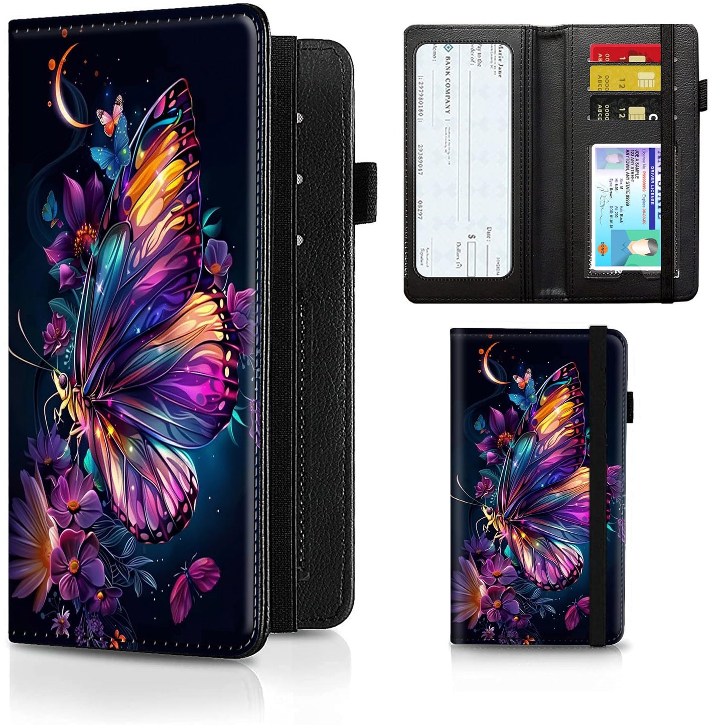 HOTCheckbook Cover for Men Women PU Leather Slim Check Book Holder Covers Wallet Case with Card Slots Duplicate Checks Card Pen Holder with RFID Blocking & Elastic Strap,Cute A Cat