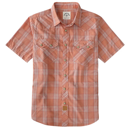 HOTDubinik® Pearl Snap Western Shirts for Men Short Sleeve Cowboy Men's Casual Shirt with 2 Sawtooth Pocket Vintage