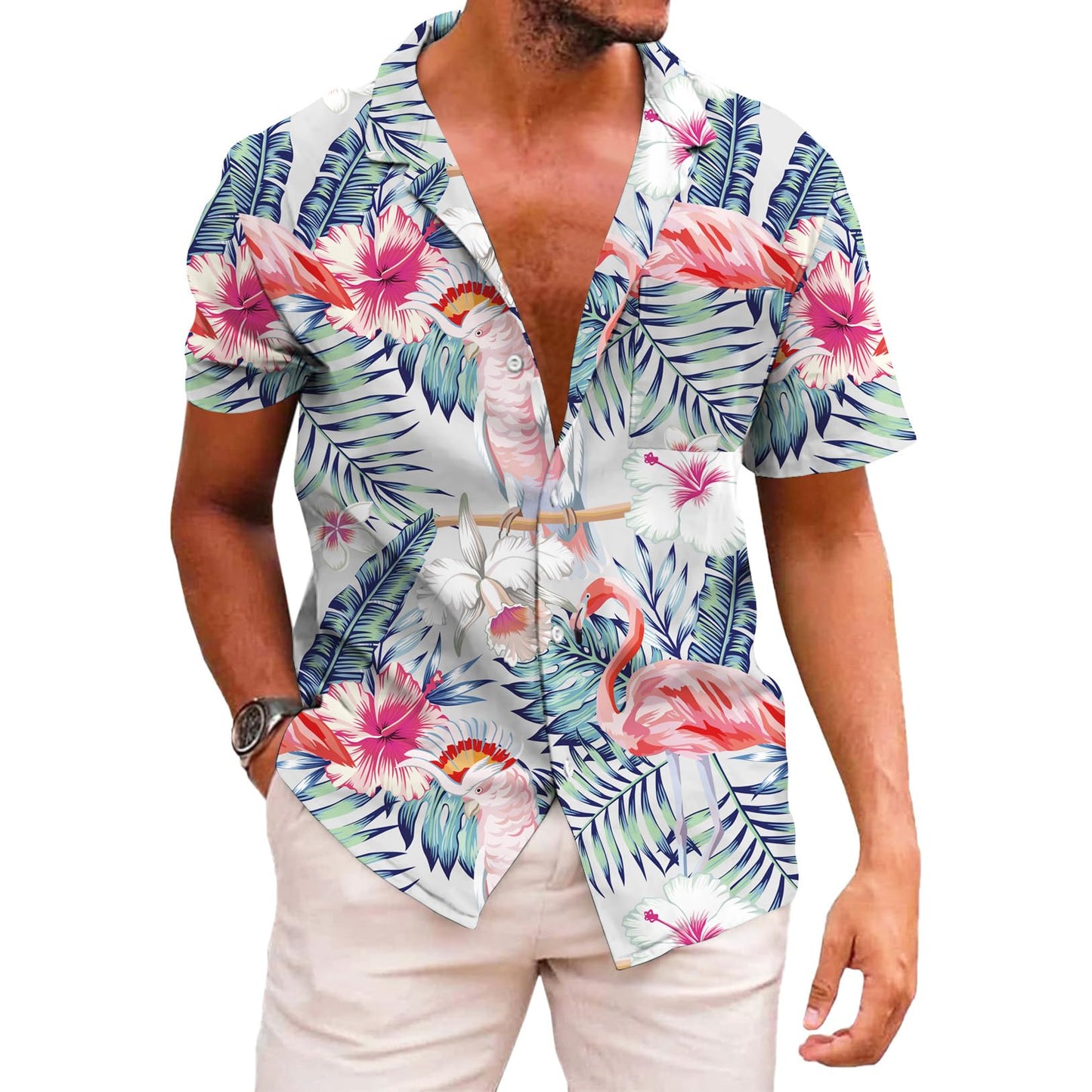 HOTKYKU Funky Hawaiian Shirt for Men Palm Beach Shirts Tropical Vacation Clothes