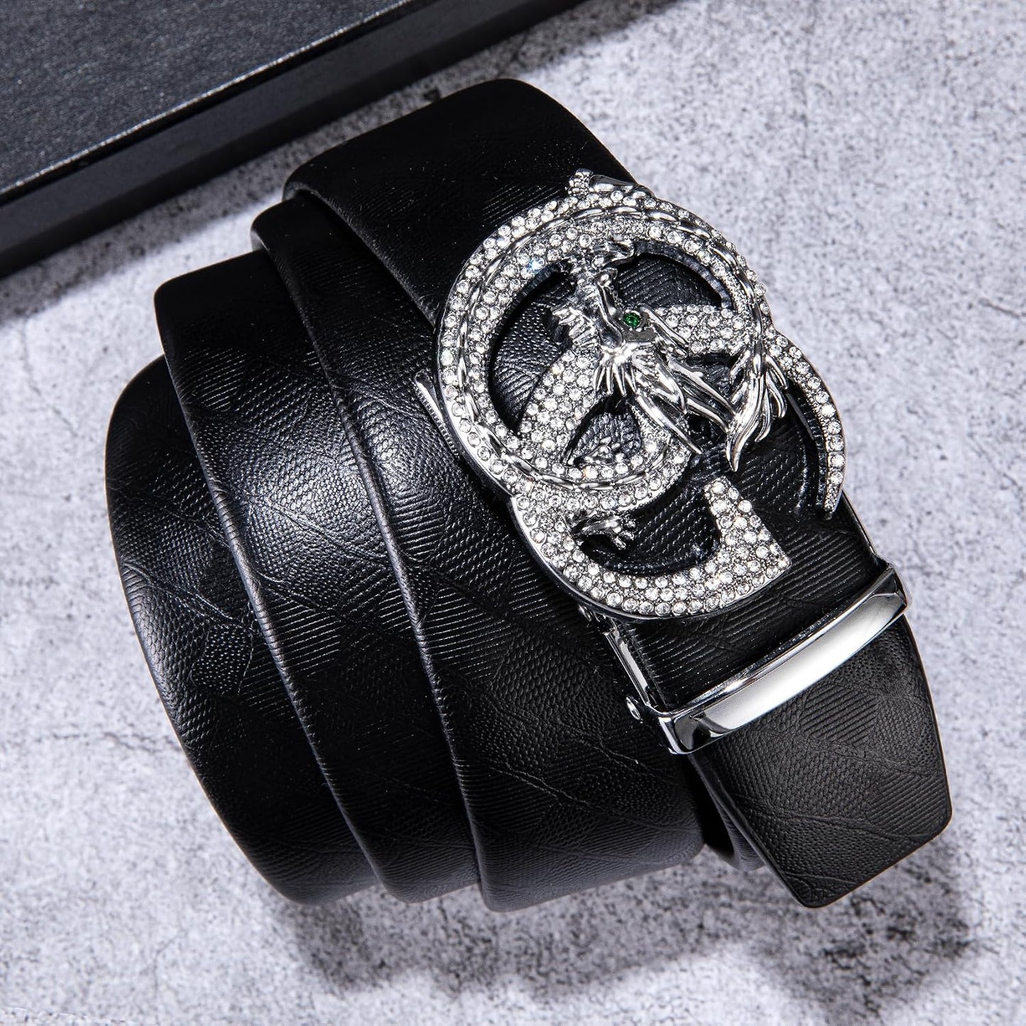HOTDubulle Designer Mens Belts, Sliding Automatic Buckle Ratchet Dress Belt TOP Genuine Leather Strap Gifts