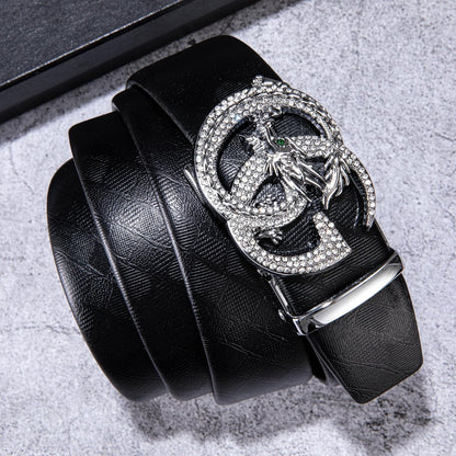 HOTDubulle Designer Mens Belts, Sliding Automatic Buckle Ratchet Dress Belt TOP Genuine Leather Strap Gifts