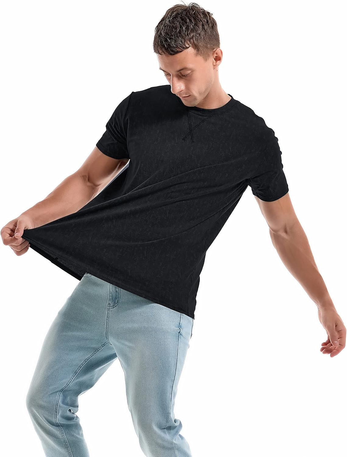 HOTKLIEGOU Men's T-Shirts - Premium Cotton Crew Neck Tees S - 4XL