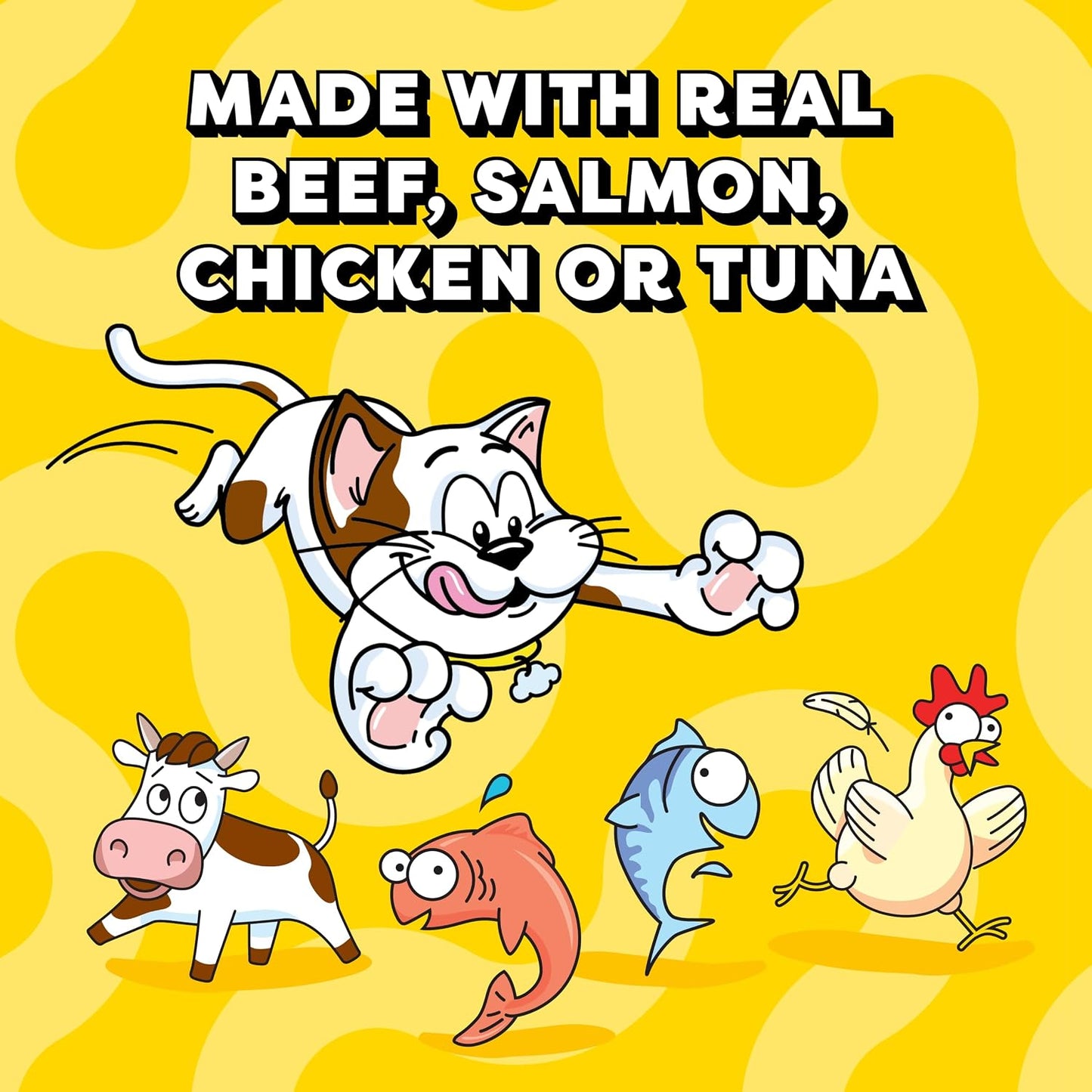 HOTTemptations Creamy Puree Cat Treats, Beef, Chicken, Salmon & Tuna, 48 Count | Beef, Salmon, Chicken & Tuna, under 15 cal/tube, no added sugar or fillers, senior-friendly, meal topper or hand-feed