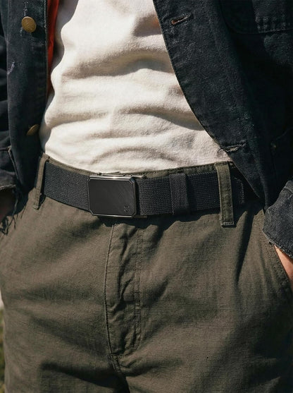 HOTCHAOREN Mens Ratchet Belt – 1.5" Stretch Nylon Belts for Casual, Work, Golf – Adjustable Fit for Everyday Comfort
