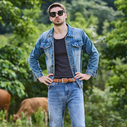 HOTVATAN Men's Genuine Leather Dress Belts, Handmade Classic Every Day Leather Jeans Belt for Men Work Business Casual