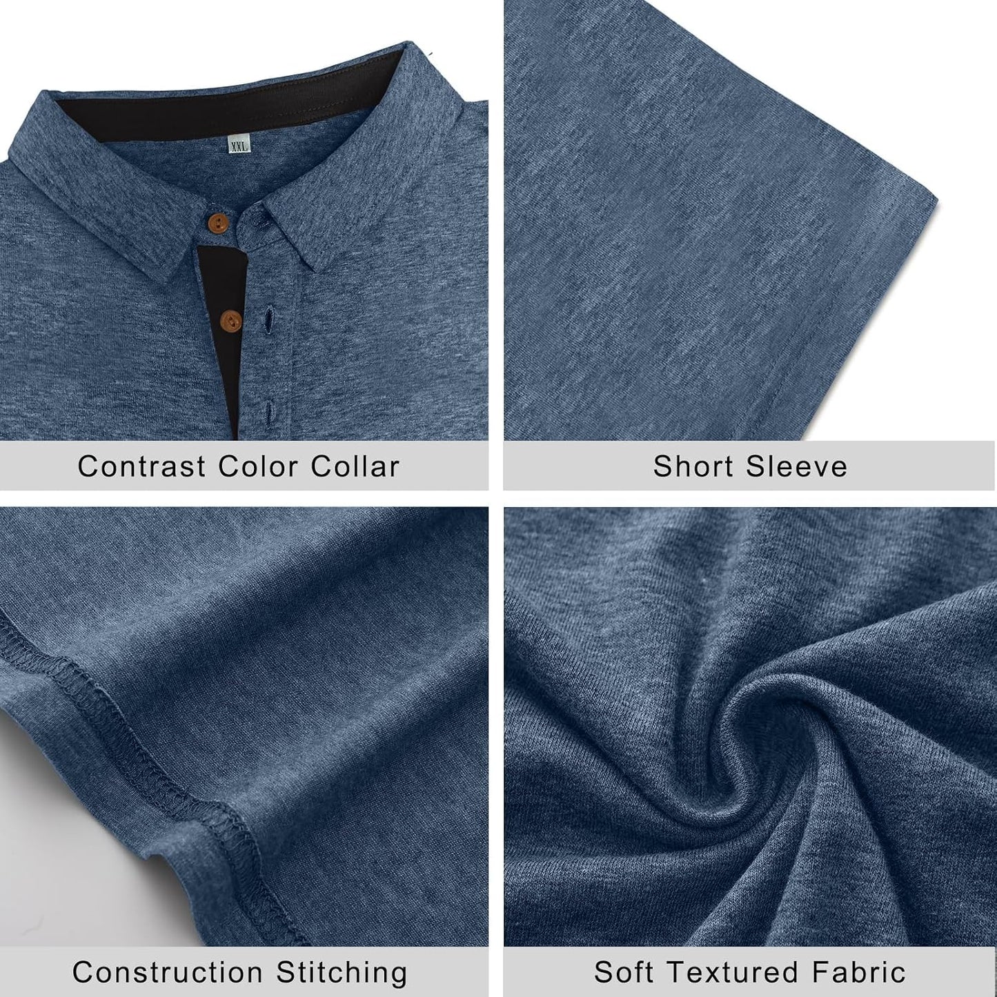 HOTPEGENO Mens Polo Shirts Short Sleeve Casual Cotton Golf Shirts Performance Polo Shirts for Men