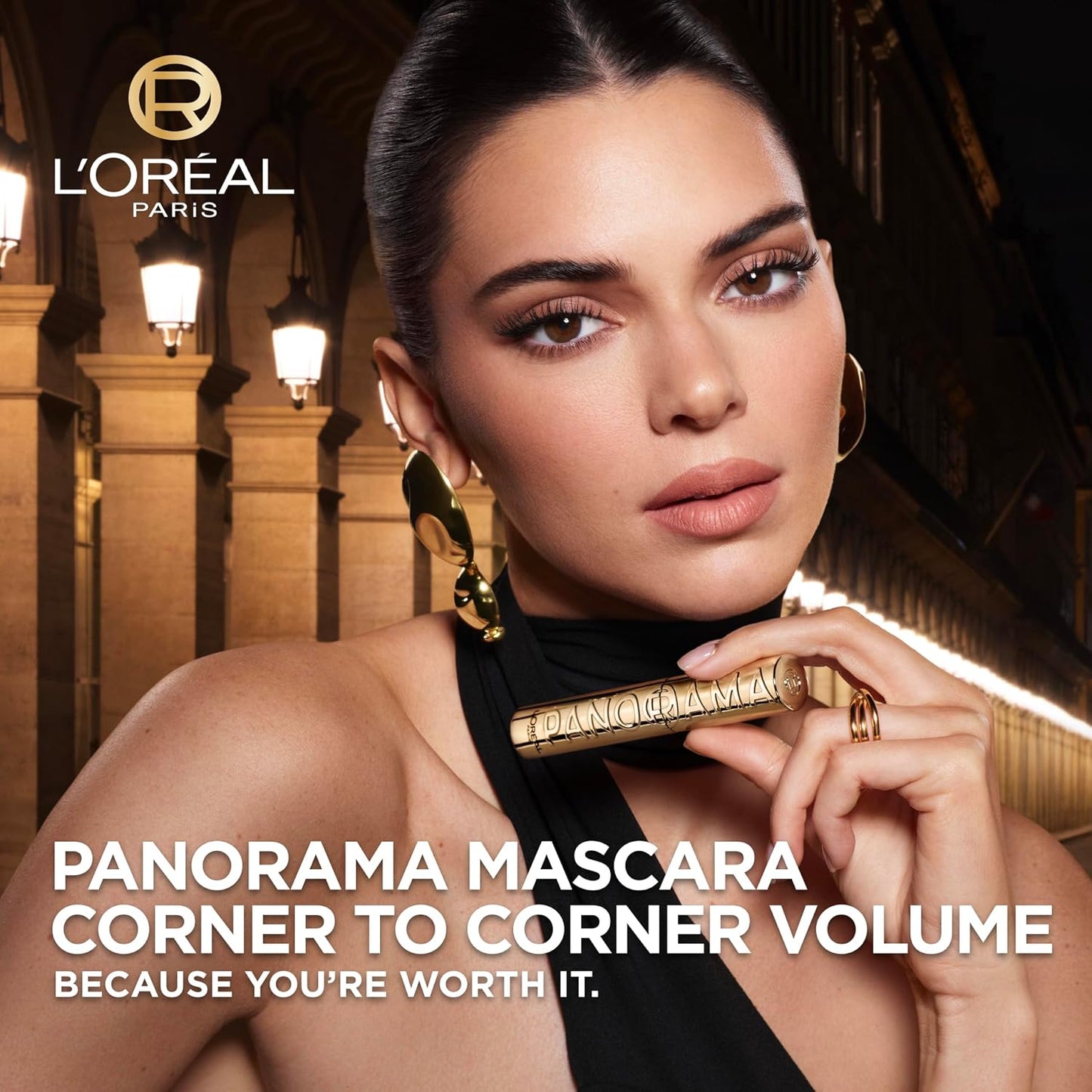 HOTL'Oreal Paris Voluminous Panorama Mascara, Volumizing and Lengthening Mascara, Washable Longwear and Smudge Resistant Make Up, Blackest Black, 0.33 Fl Oz