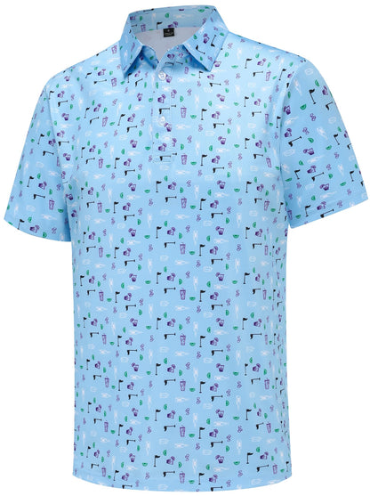 HOTMen's Golf Polo Shirts Short Sleeve Performance Moisture Wicking Dry Fit Funny Golf Polo Shirts for Men