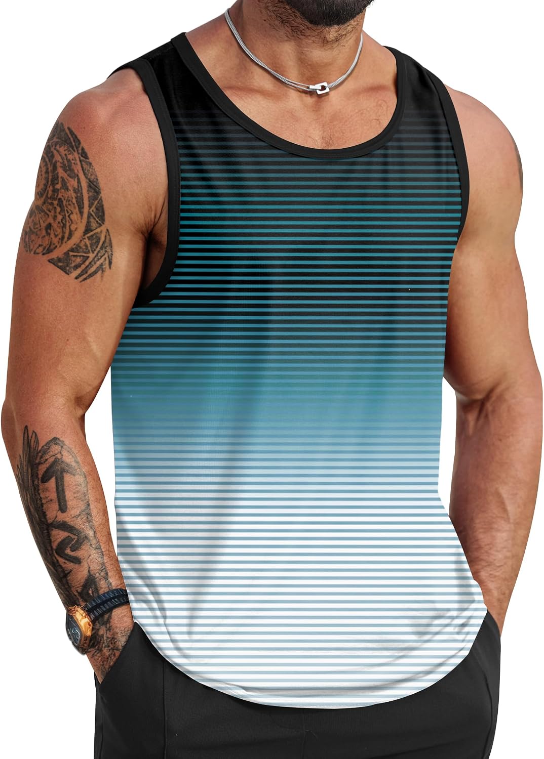HOTVOGSTART Mens Hawaiian Beach Tank Tops Summer Vacation Muscle Top Graphic Sleeveless Shirts (S-3XL)