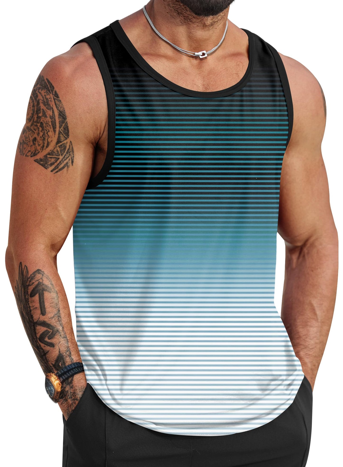 HOTVOGSTART Mens Hawaiian Beach Tank Tops Summer Vacation Muscle Top Graphic Sleeveless Shirts (S-3XL)