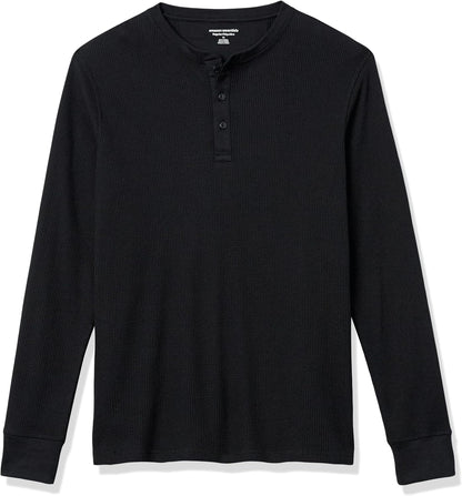 HOTAmazon Essentials Men's Long Sleeve Waffle Henley Shirt