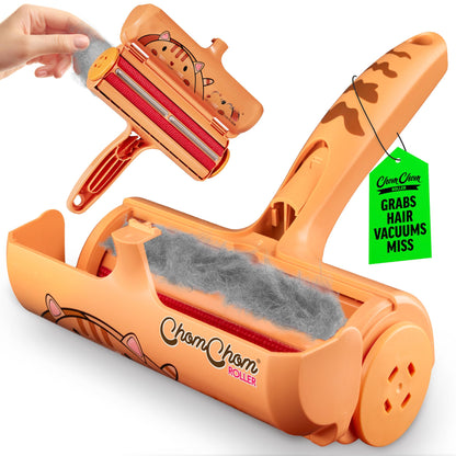 HOTChomChom Roller Pet Hair Remover – Original Size Reusable Lint Roller for Cat & Dog Hair on Furniture, Couch, Carpet, Car, Rugs & Bedding – Portable, Eco-Friendly (White)