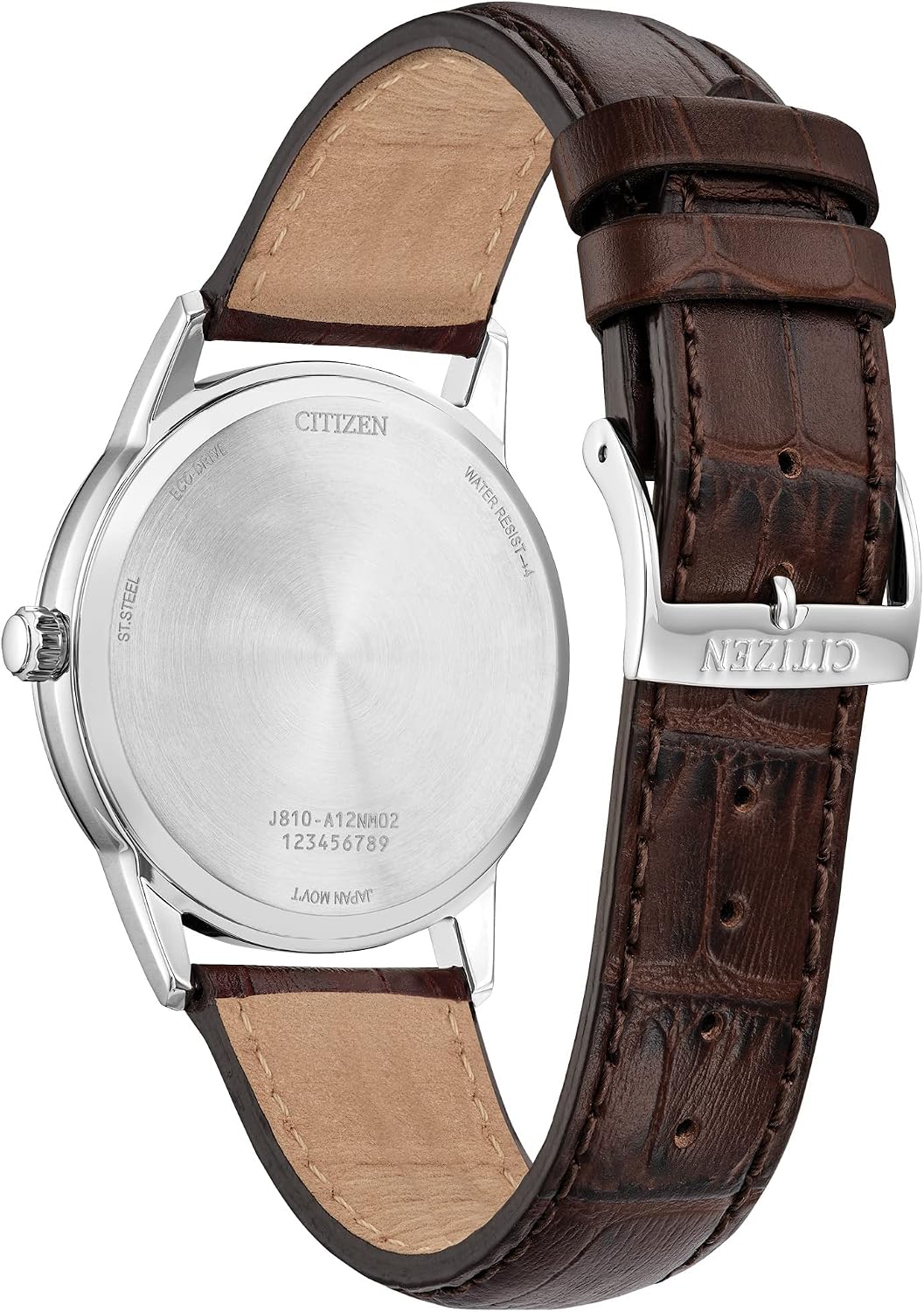 HOTCitizen Men's Classic Eco-Drive Leather Strap Watch, 3-Hand Date