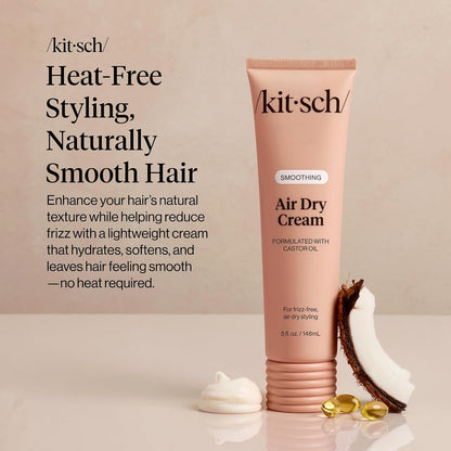 HOTKitsch Smoothing Air Dry Cream for Hair – Frizz Control Hair Care Product with Castor Oil & Coconut Oil – Weightless Styling Cream - Enhances Natural Texture Appearance – 5 oz