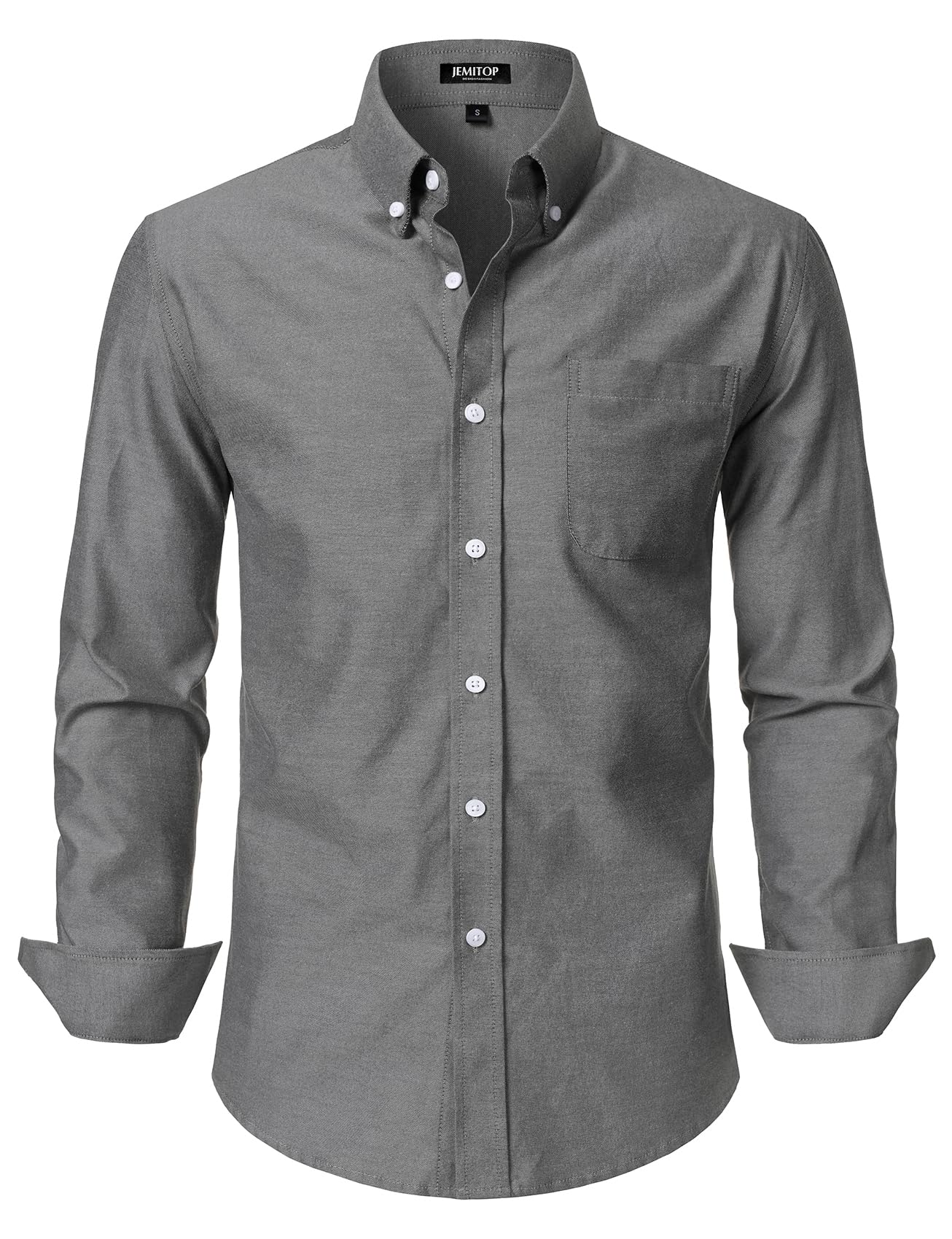 HOTJEMITOP Men's Classic Lightweight Oxford Button Down Collar Shirts Business Casual Long Sleeve Dress Shirt with Pocket