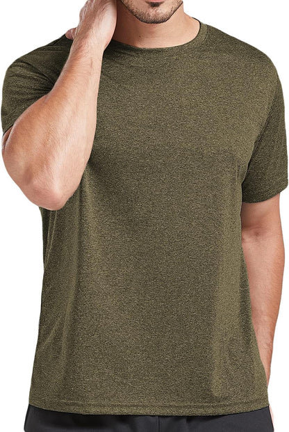 HOT5 Pack Men's Dry Fit T Shirts Athletic Running Gym Workout Short Sleeve Tee Shirts for Men