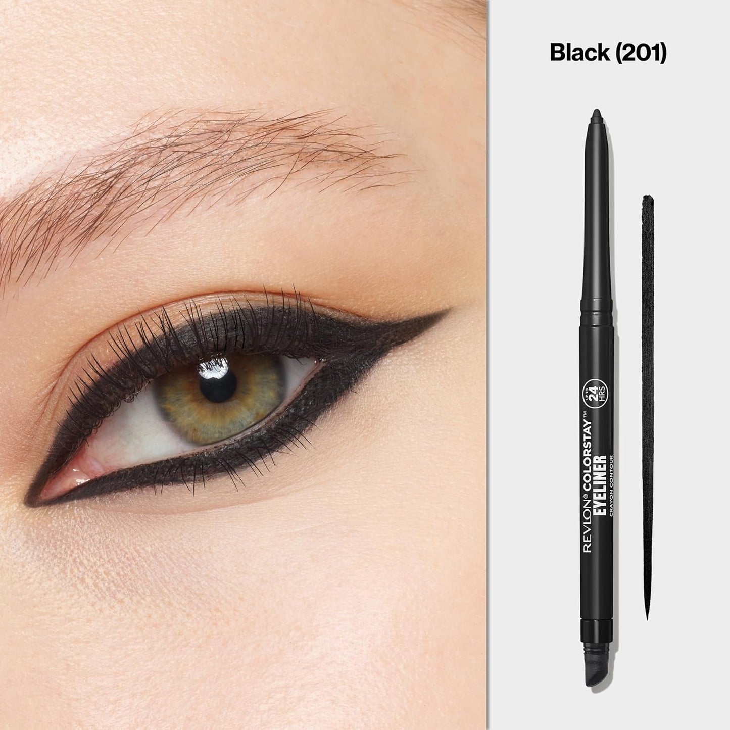 HOTRevlon ColorStay Pencil Waterproof Eyeliner, Smudge-Proof, Eye Makeup with Built-In Sharpener, Long-Lasting, Matte Finish, 201 Black, 2 pack