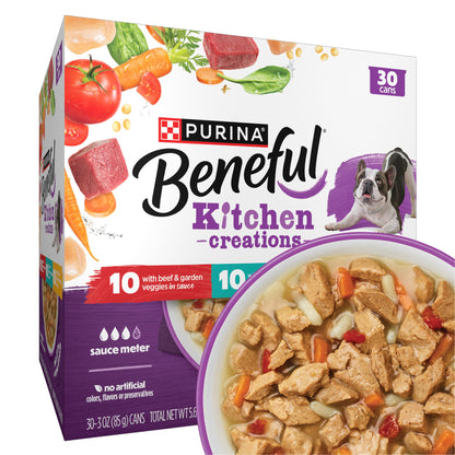 HOTPurina Beneful Kitchen Creations With Beef, Chicken, or Lamb Wet Dog Food Variety Pack - (Pack of 30) 3 oz. Cans