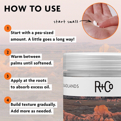 HOTR+Co Badlands Dry Shampoo Paste | Part Dry Shampoo, Part Styling Paste | Adds Texture, Absorbs Oil, Matte Finish