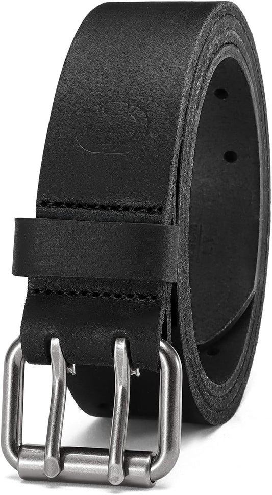 HOTCHAOREN Work Belts for Men, Leather Belt Heavy Duty for Daily Wear | Genuine Leather, Solid Buckle, Casual Wear, Everyday Dress, Gift Box