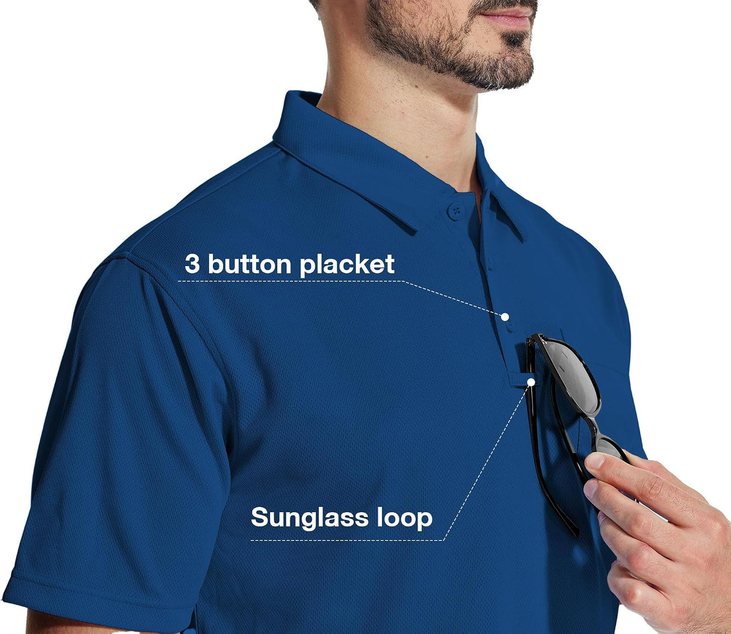 HOTZITY 5 Pack Polo Shirts for Men with Pocket Dry Quickly Short Sleeve Athletic Outdoor Work Collared Shirts